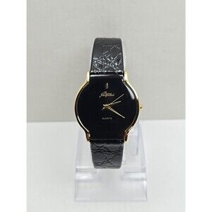 Pierre Jacquard Vintage Quartz Watch Black Dial Gold Tone New Battery Japan Mens